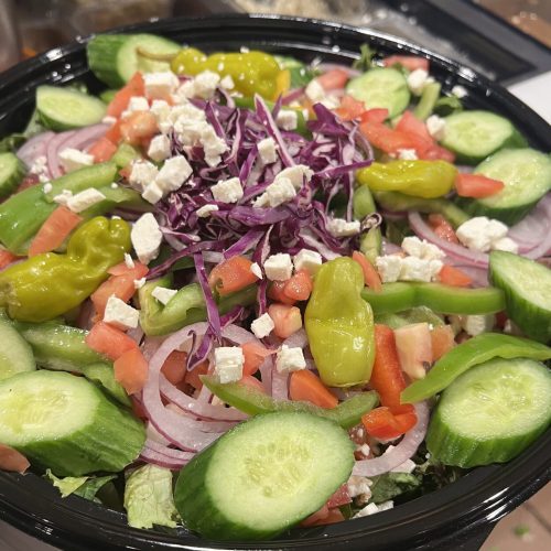 Delicious Greek Salad. Also, Enjoy the Best Pizza in Ocean Beach. 4994 Newport Ave, San Diego, CA.